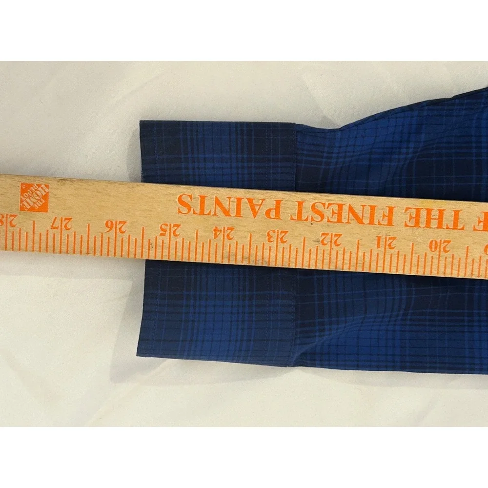 Banana Republic Men's Slim Fit Large Blue Plaid Pearl Snap Western Shirt